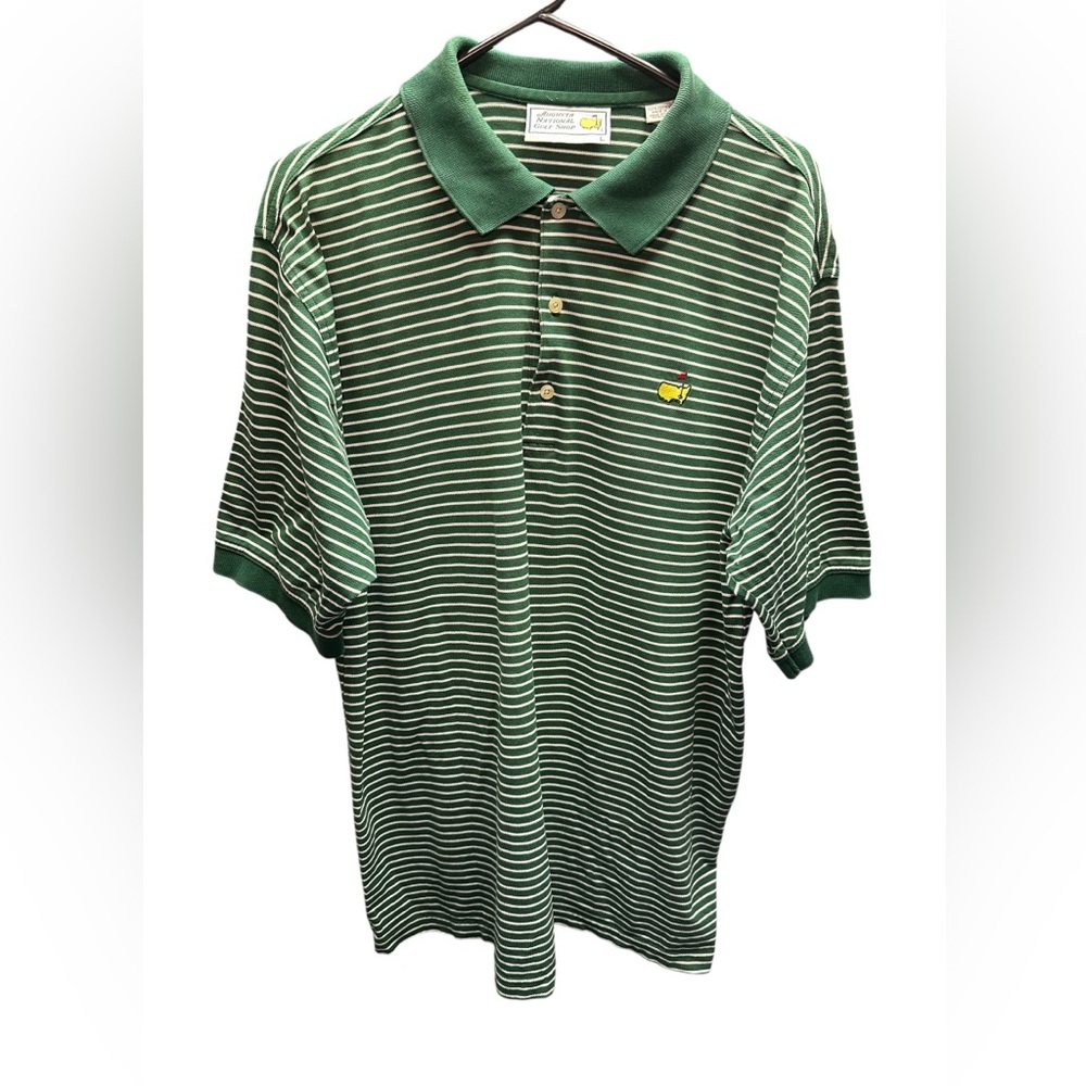Vintage Masters Augusta National Golf Shop Polo Shirt Men's Large Green Striped